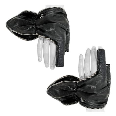 chanel long leather gloves|chanel gloves fingerless.